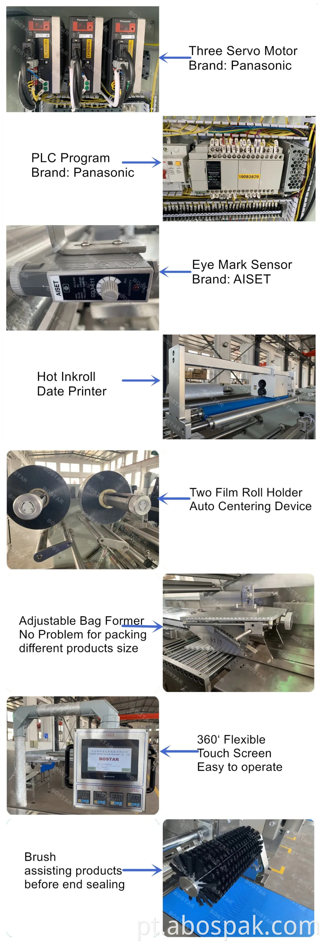 Bostar Horizontal Fluxo Horizontal Flow Pack Envoltório Embalagem Embalagem Máquina de Embalagem Machado Máquina Multipack